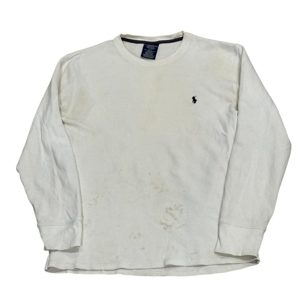 Polo Ralph Lauren Sleepwear Shirt Mens Medium White Waffle Knit Long Sleeve